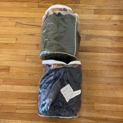 vintage NIB (2) american camper sleeping bag 1.5LB polyloft- 28 x57 navy & olive
