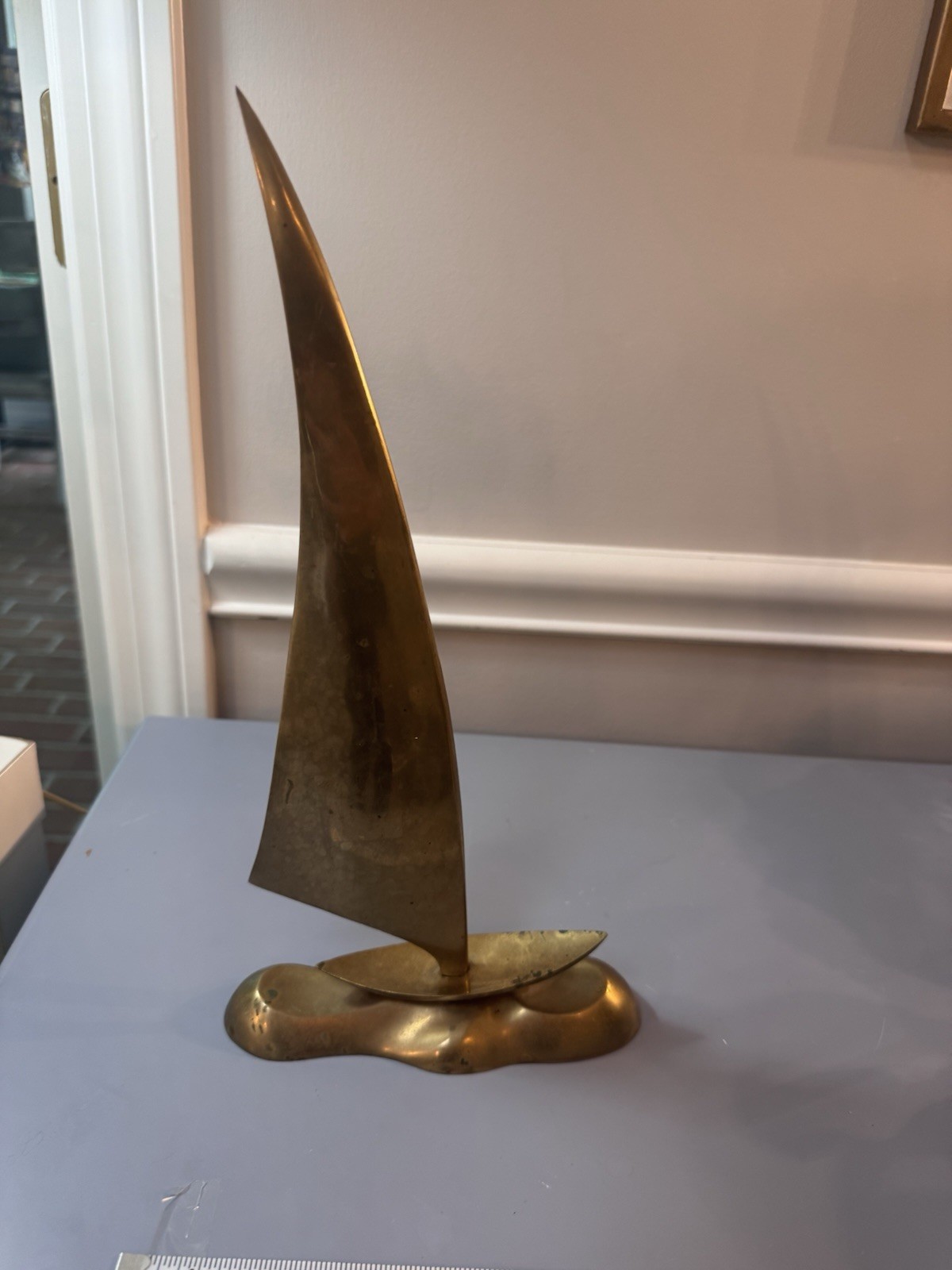 Vintage Brass Sailboat Sculpture Nautical Ship Figurine Coastal Decor 10