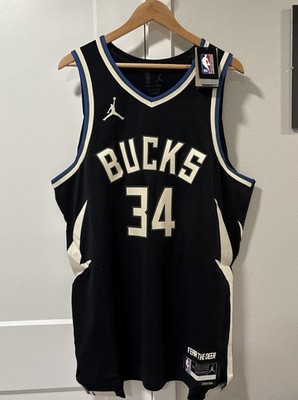 Jordan Nike Milwaukee Bucks Giannis Antetokounmpo Black Authentic Jersey 52 XL