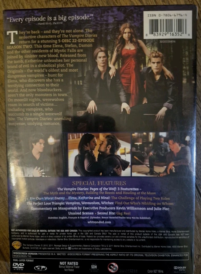 THE VAMPIRE DIARIES  SEASON 2 DVD NEW Sealed - Image 2 of 3