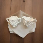 Vintage Fenton Hobnail Small 2 1/8" Milk Glass Creamer and Sugar Set