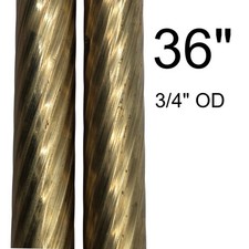 Spiral Fluted Brass Tubing Pipe Pole Sleeve 36" Long x 3/4" - Lot of 2