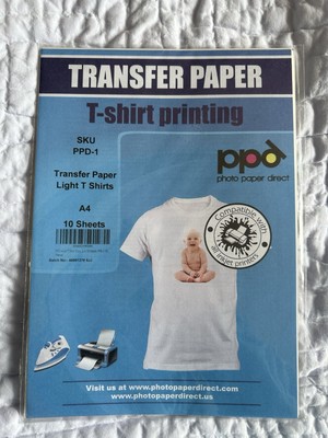 PPD 10 Blatt Inkjet Premium T-Shirt Transferpapier A4 für Weiß/Hellfarben