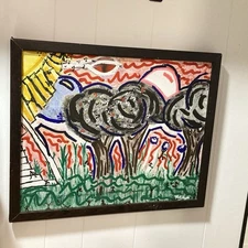 VTG Original Acrylic Painting Contemporary Modern Abstract American Artist Y2K