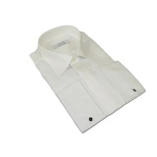 Men CEREMONIA Formal Tux Cotton Shirt Slim Fit Turkey JKL 13 White Pin Dot