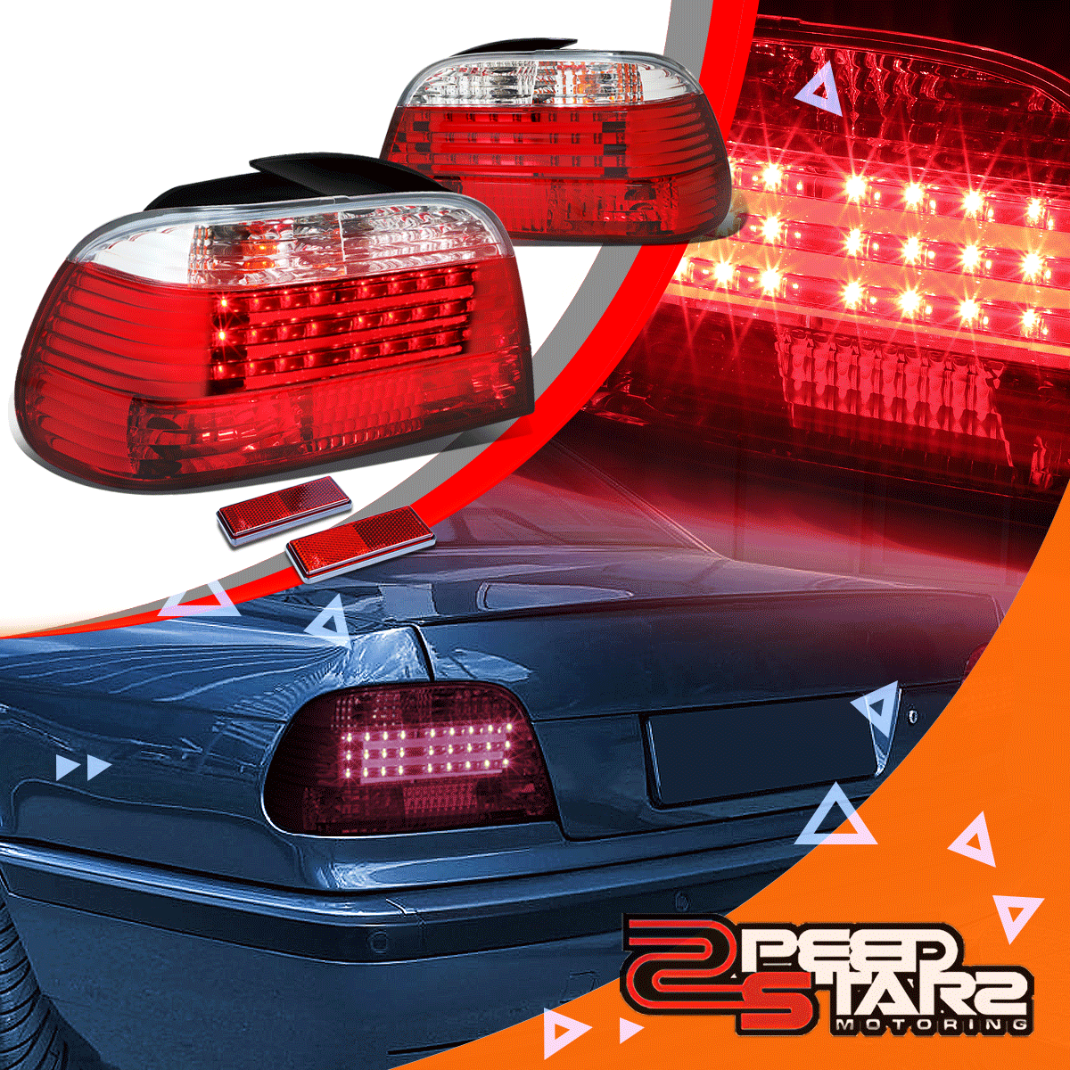 FOR 95-01 BMW E38 7-SERIES CLEAR LENS HOUSING RED LED BRAKE FOR 95-01 BMW E38 7-SERIES CLEAR LENS HOUSING RED LED BRAKE