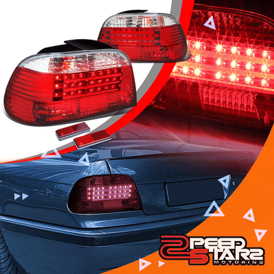 FOR 95-01 BMW E38 7-SERIES CLEAR LENS HOUSING RED LED BRAKE TAIL