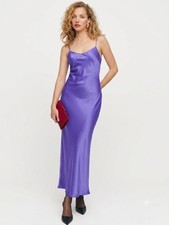 NEW REFORMATION Parma Silk purple Slip Dress, wedding guest max Violet dress, XS