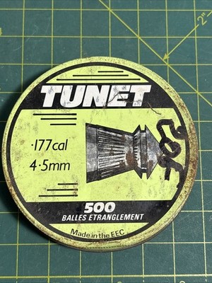 VINTAGE VERPACKUNG BLECH LUFTGEWEHR .177 CAL KUGELN TUNET MADE IN FRANCE WERBUNG