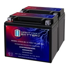 Mighty Max YTX12-BS 12V 10Ah Battery Replaces Honda 250 TRX250A 97-01 - 2 Pack