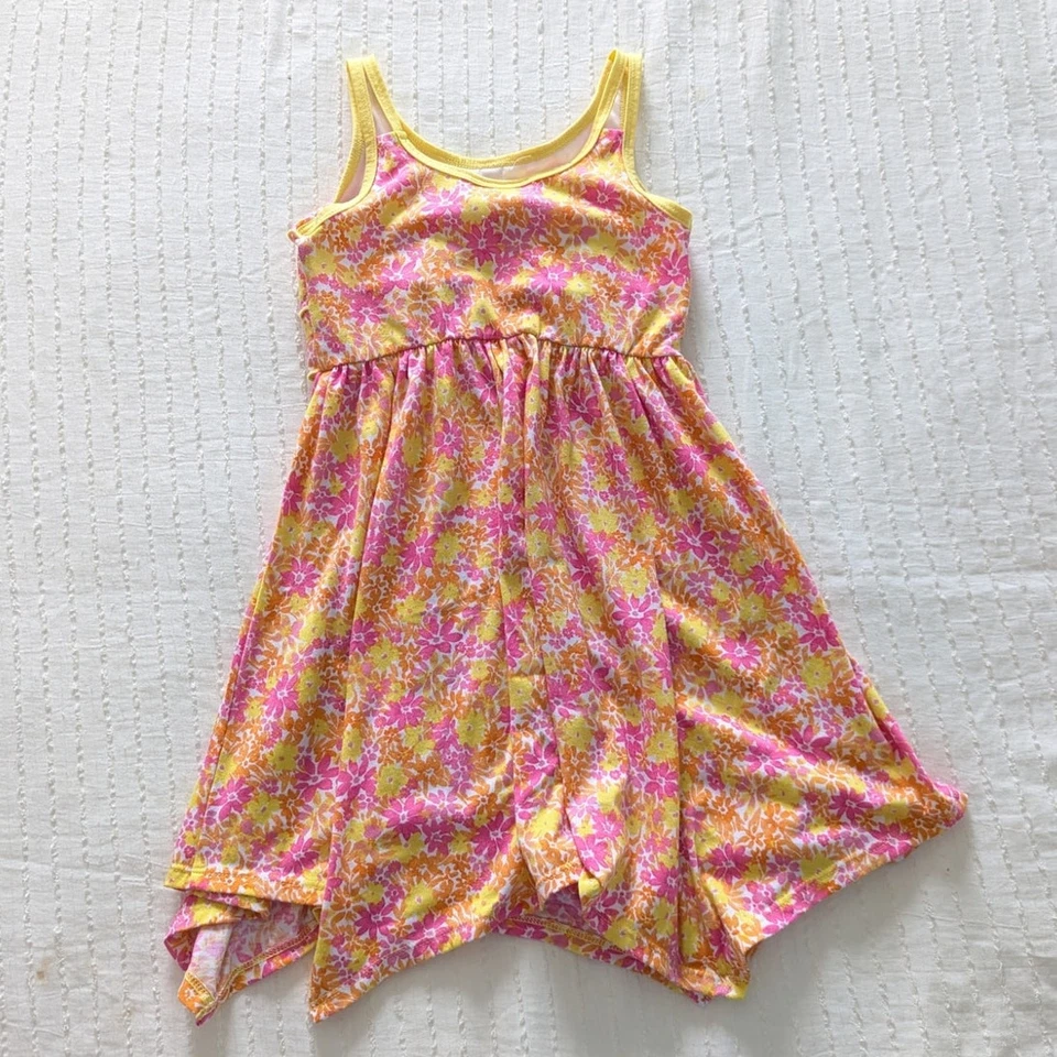 Girls Summer Sundress Set Yellow Floral & Pink Purple Tie Dye size 5 - Image 4 of 4