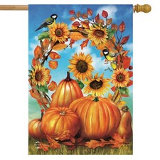 Briarwood Lane Autumn Wreath Still Life House Flag 28x40