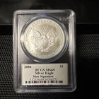 2004 $1 American Silver Eagle PCGS MS69 Edmund C. Moy Signature ( chipped slab)