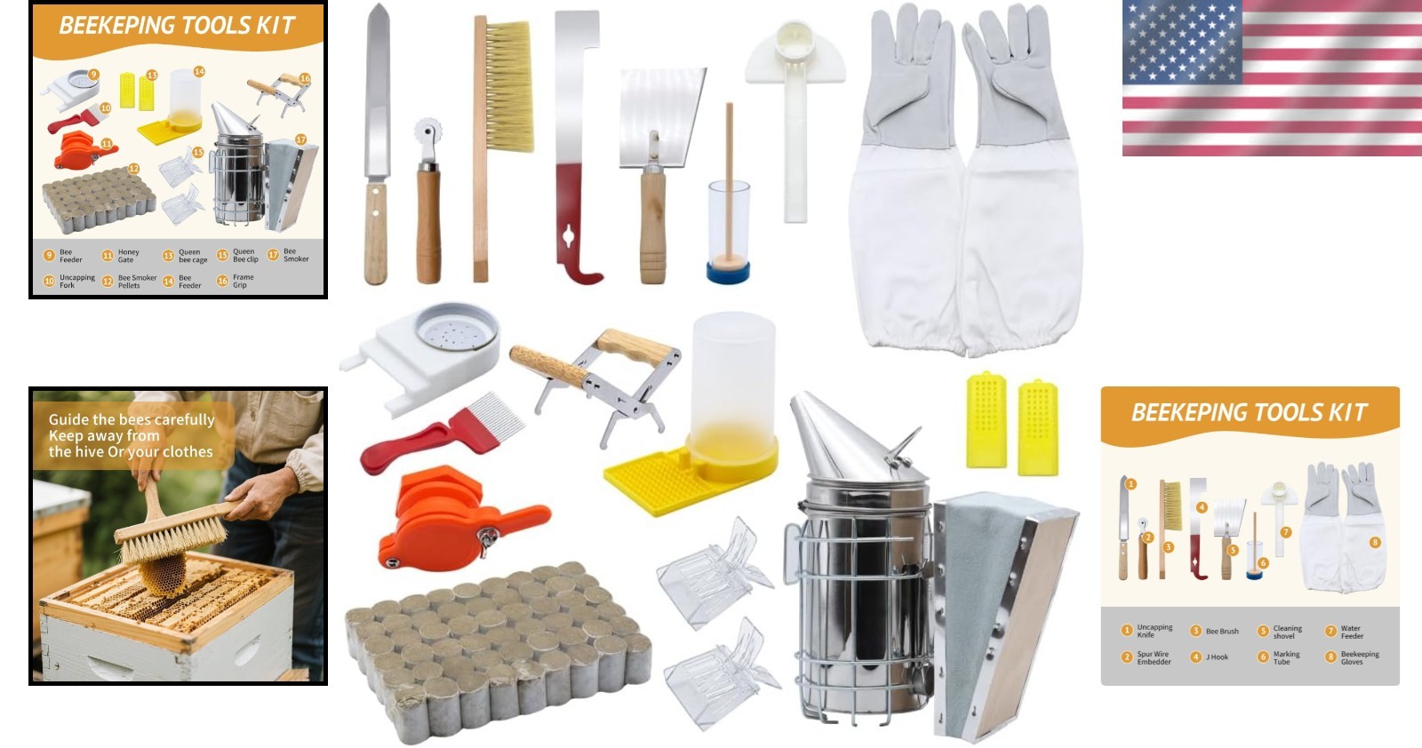 20Pcs Beekeeping Supplies,Bee Keeping Starter Kit,Bee Keeping Supplies,All Be...