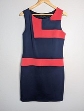 Cynthia Rowley Dress Womens 10 Blue Knee Length Sheath Sleeveless Colorblock