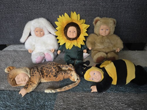 Vintage 5 Anne Gedes LOT Bunny Bear Sunflower Leopard Bee Babies