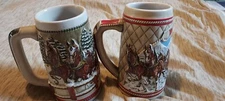 Budweiser Clydesdales Holiday Beer Stein Mug Anheuser Busch 1984 Covered Bridge