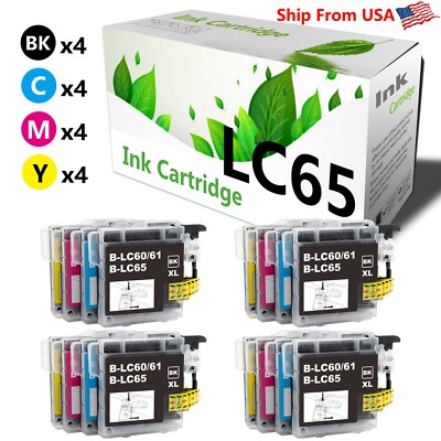 (16-Pack,4B4C4M4Y) LC65 Ink Cartridge LC-65 for DCP-J140W MFC-250C Printers