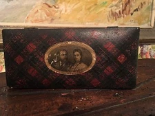  Scottish Tartanware Box Advertising 1870 Sewing Ashworth's Thread Figural 