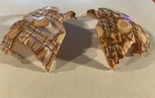 VTG Carved Cut Large Italian Shell Pendant Pre Drilled 2.5" Lot Of 2