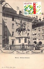 L295 Switzerland Berne Statue d'Erlach Horse vintage Postcard