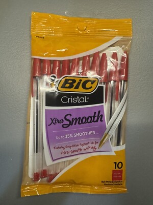 1 package of 10 count - Red Ballpoint Ink Pens  (New) - Cristal 91354