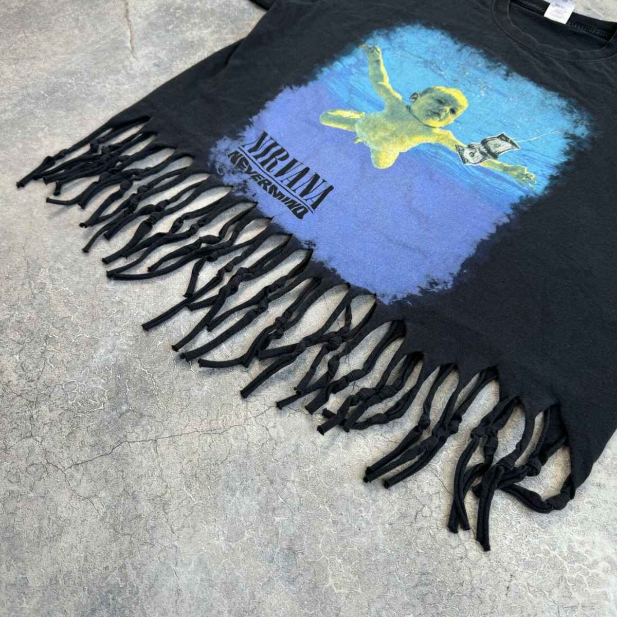 VINTAGE Y2K NIRVANA NEVERMIND CROPPED BAND ROCK T-SHIRT XL 90s 