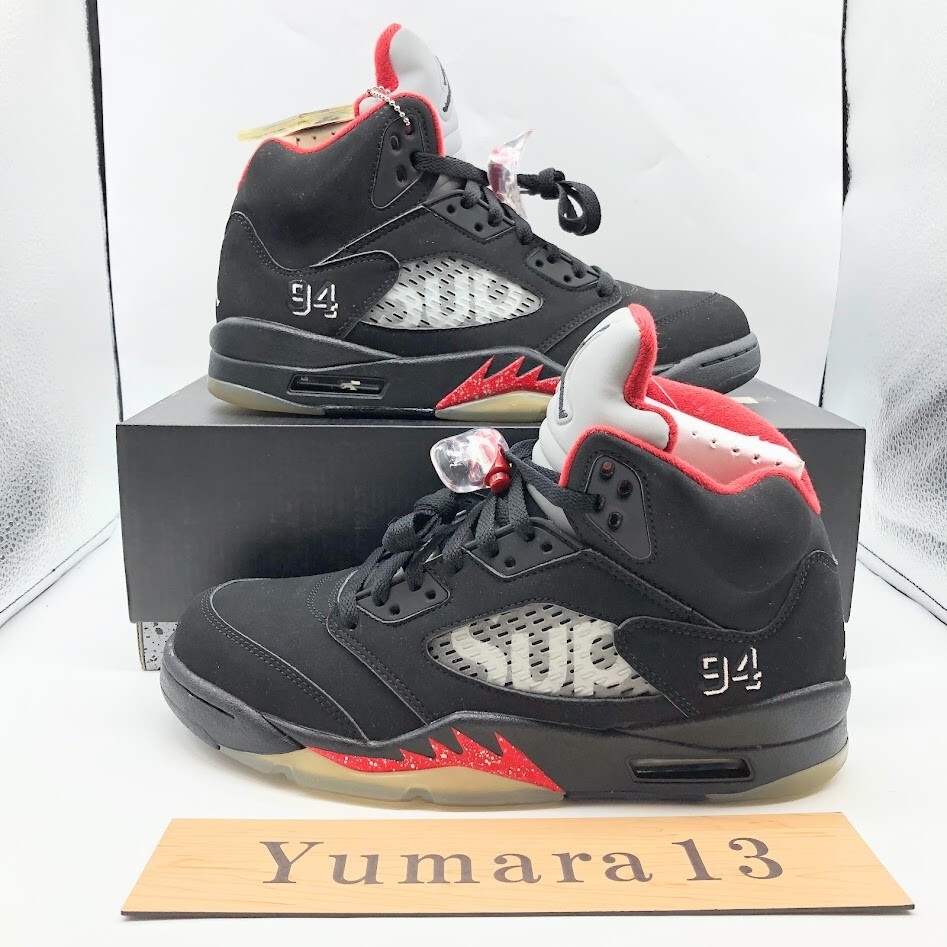 Supreme × Nike Air Jordan 5 Retro Black 824371-001 Men's Supreme × Nike Air Jordan 5 Retro Black 824371-001 Men's