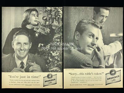 1955 Bradings Ale Slow Brewed For Mellow Flavour Print Advertising 707A