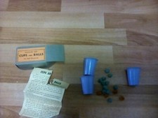 Older S.S. ADAMS' CUPS  BALLS Vintage Magic Trick original box, 1940's50's