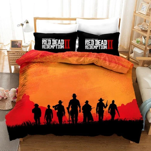 Red Dead Redemption Quilt Bettbezug Kissenbezug Bettwäsche Set Single Double Size - Bild 7 von 25