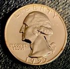 1955 Proof Washington Quarter. Choice. Only 378 K Minted. Blast Proof. Free Ship