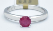 GENUINE 0.83 Cts RUBY SOLITAIRE RING .925 Silver  - NEW WITH TAG - Made in USA
