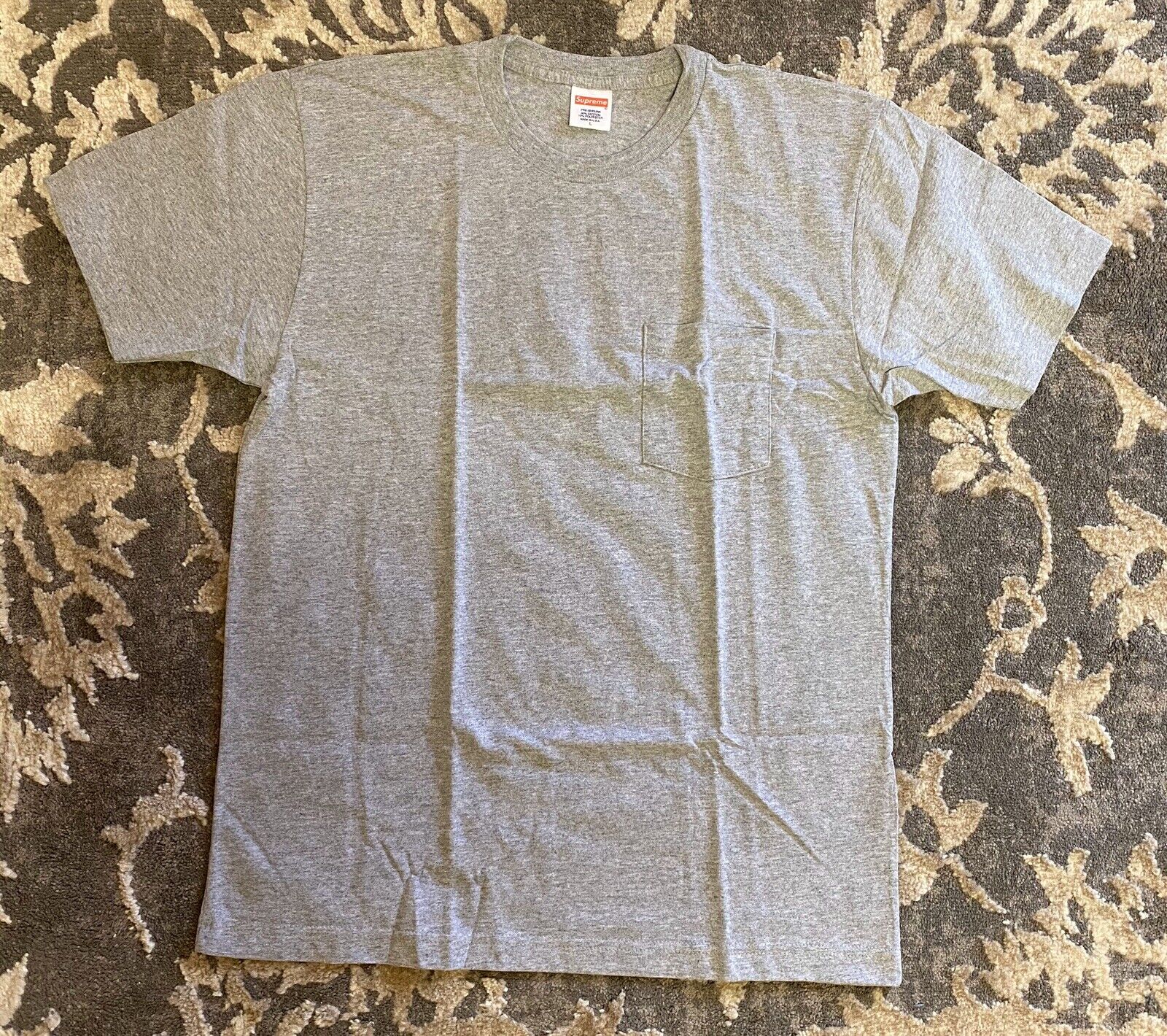 Supreme Anti Hero Pocket Tee T Shirt Grey Mens Sz Large S/S 