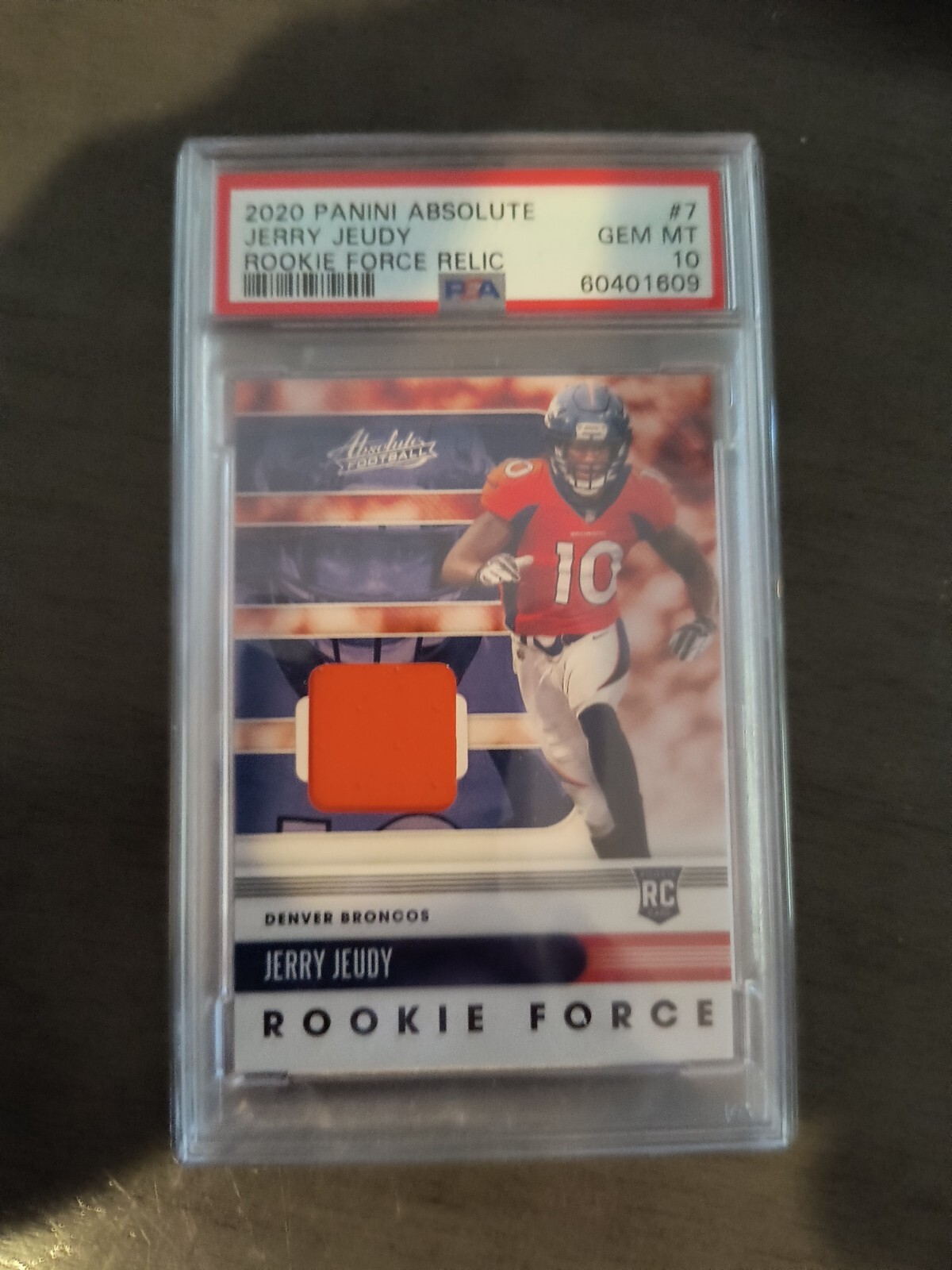 Jerry Jeudy Panini Absolute Rookie Force Relics #7 Base