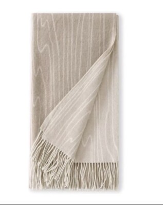 New Michael Aram Woodgrain Throw Tan Merino Wool Soft Comfort