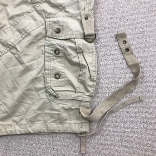 Y2K Cargo Shorts Mens 38 Beige Cyber Grunge Rave Straps Skater Route 66 NEW - Picture 4 of 18