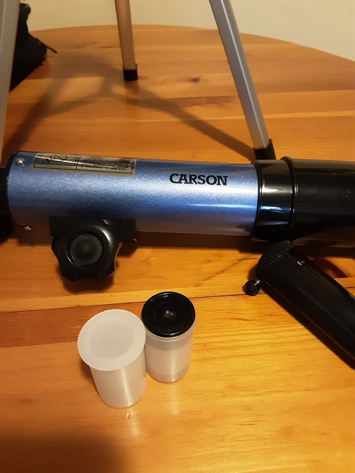  CARSON 50mm Refractor Telescope W/Tabletop Tripod MTEL-50  & Extras Model 36050 - Image 3 of 4