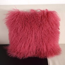 Real Mongolian Tibetan Lamb Fur Pillow Cushion Cover Pillowcase Soft Cool Red