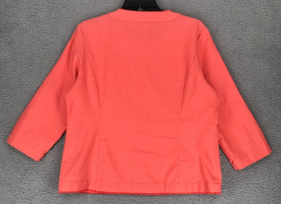 Chaqueta informal Peck and Peck para mujer talla M mezcla de lino manga 3/4 naranja Foto 4 de 4