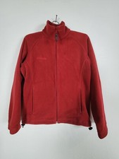 Columbia Women's Full Zip Jacket Size Small Red Fleece Outdoor Mock Neck Pockets