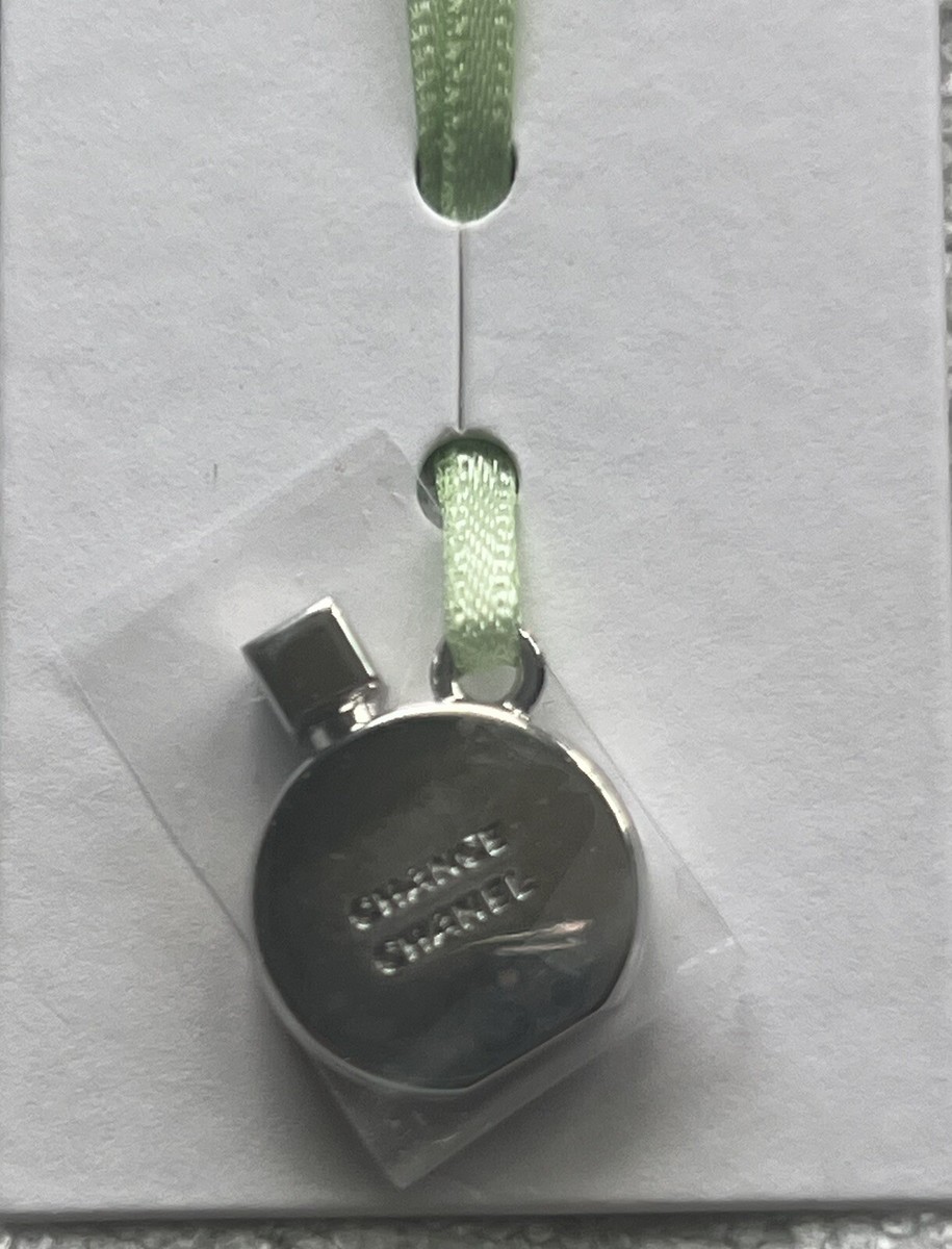 CHANEL Chance Parfum Charm Bottle Bracelet Purse Charm Green Silk