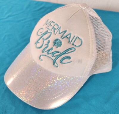 Mermaid Bride Sparkle Cap Hat Adjustable SnapBack White  display picture 1