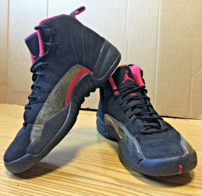 NIKE AIR JORDAN 12 RETRO BLACK SIREN RED YOUTH SZ 4.5Y BARELY USED! | eBay