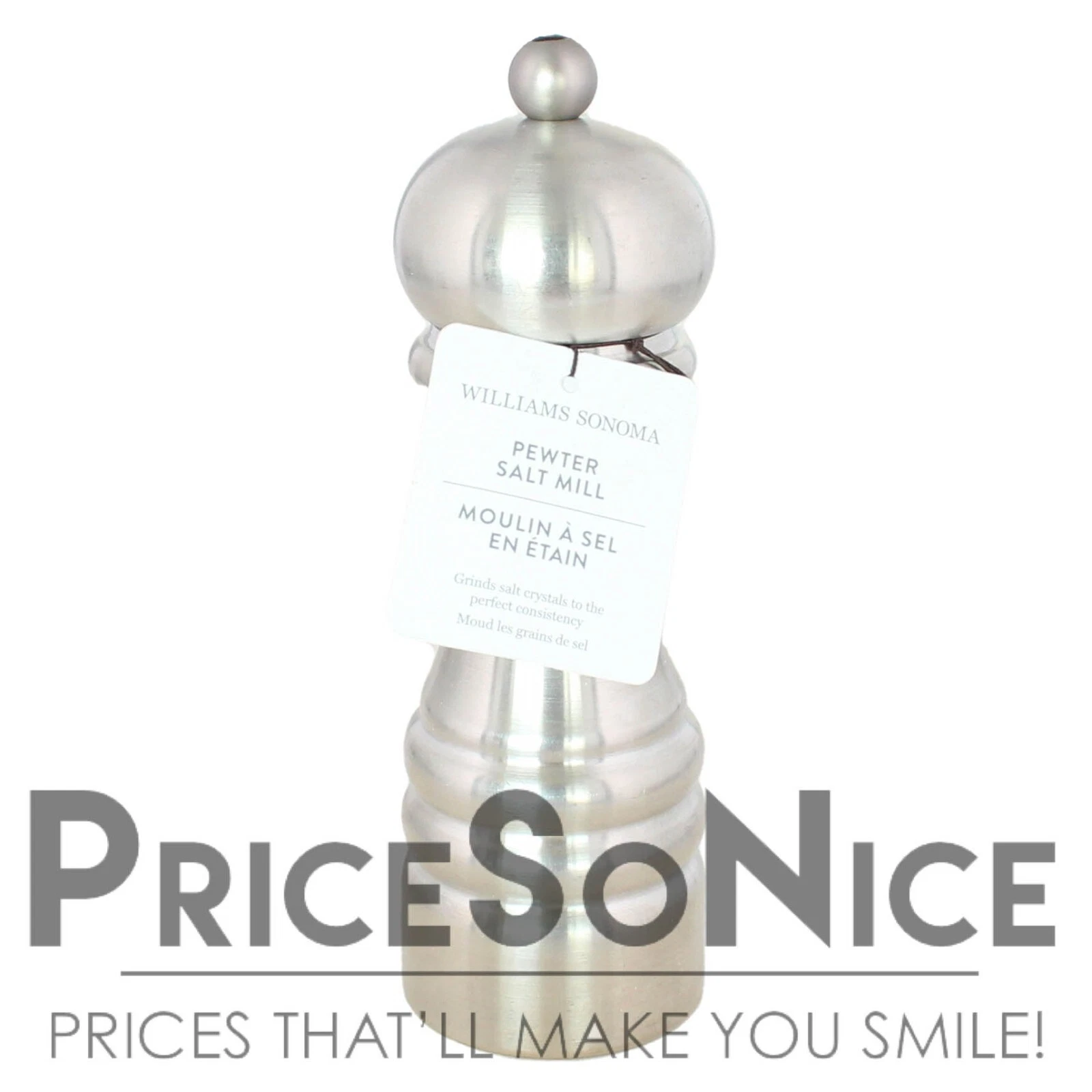 Williams Sonoma Pewter Pepper Mill - 7" Grade B MSRP $130