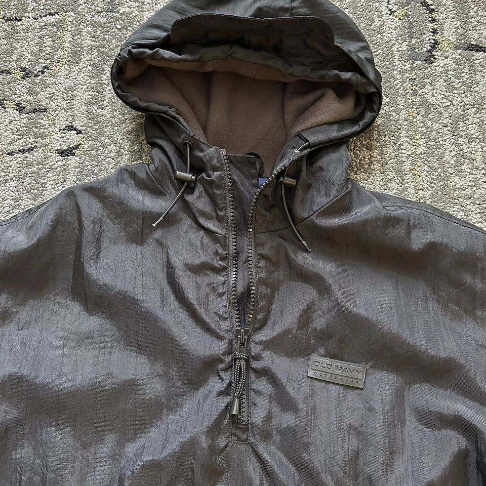 Vintage Old Navy 90’s Black Metallic Windbreaker Jacket Size S Weather Outdoor - Image 4 of 4