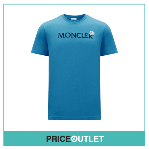 T-Shirt Moncler Patch Logo - blau - Größe S - BRANDNEU MIT ETIKETT - Bild 1 von 2