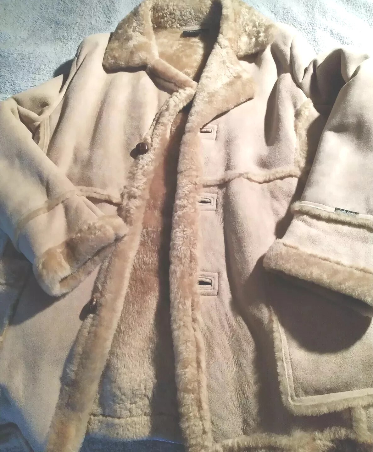 ALTRA NUOVO ALTRO CAPPOTTO ORIGINALE FIRETRAP BLACKSEAL LEGGERO MARRONE CHIARO PELLE DI PECORA TAGLIA UK GRANDE