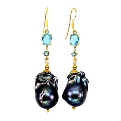 Verano 925 Pendientes Plata Ovalado Topacio Azul Suizo 8x6mm Gema Joyería - Imagen 1 de 4