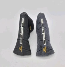2pc Lot Cobra Golf Black and Gold Zip Closure Blade Style Putter Head Cover